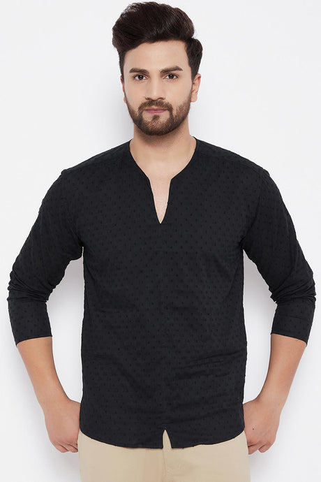 Buy Linen Solid Kurta in Black Online