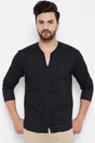 Buy Linen Solid Kurta in Black Online