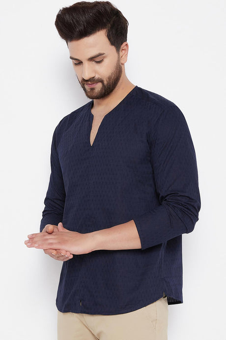 Buy Dupion Woven Kurta in Blue Online - Front