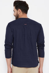 Buy Dupion Woven Kurta in Blue Online - Zoom In
