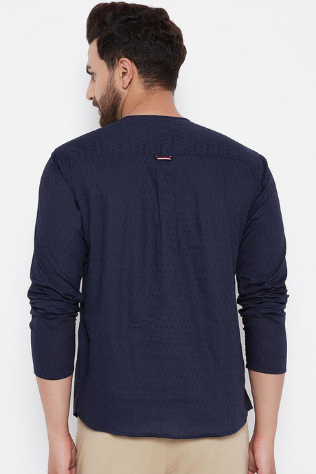 Buy Dupion Woven Kurta in Blue Online - Zoom In