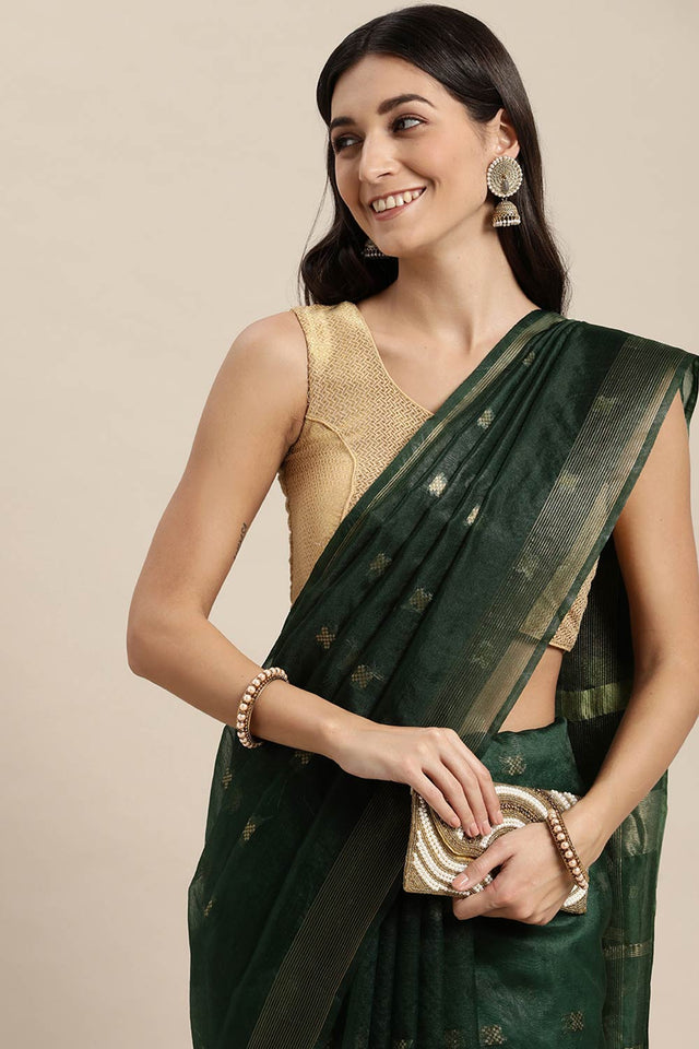 Green Organza Indian Saree