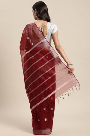 Maroon Organza Indian Saree