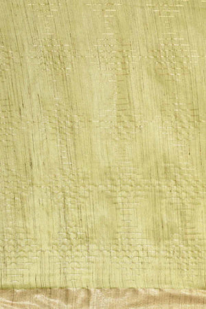 Silk Blend Stripe Saree In Green