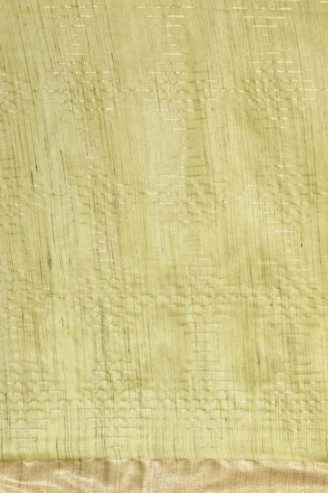 Silk Blend Stripe Saree In Green