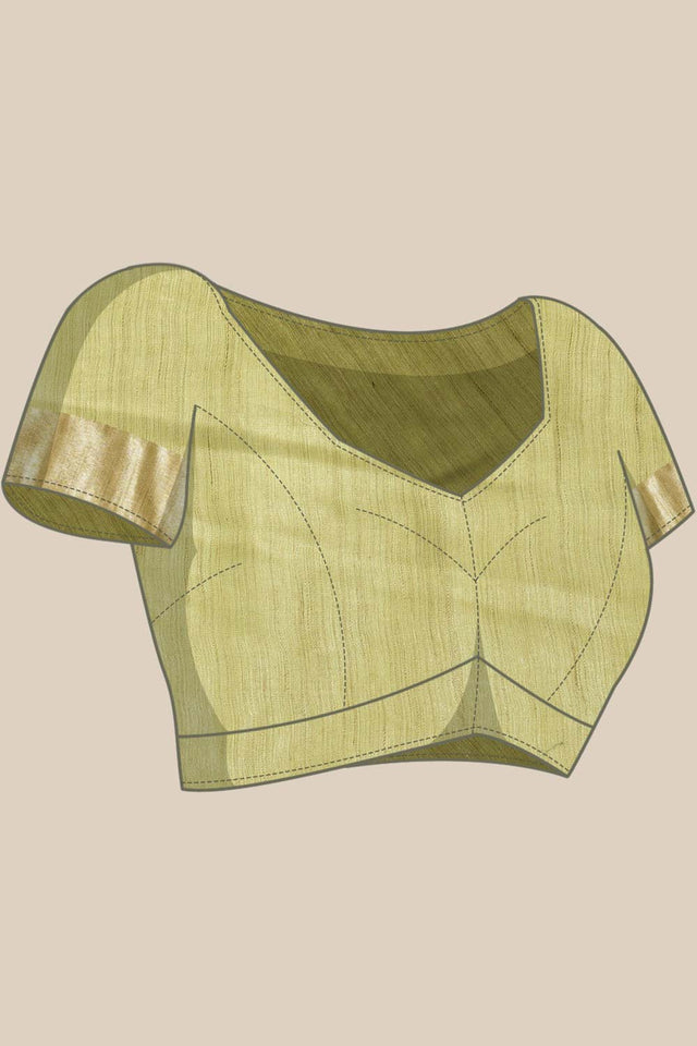 Silk Blend Stripe Saree In Green