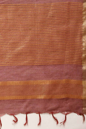 Silk Blend Stripe Saree In Maroon