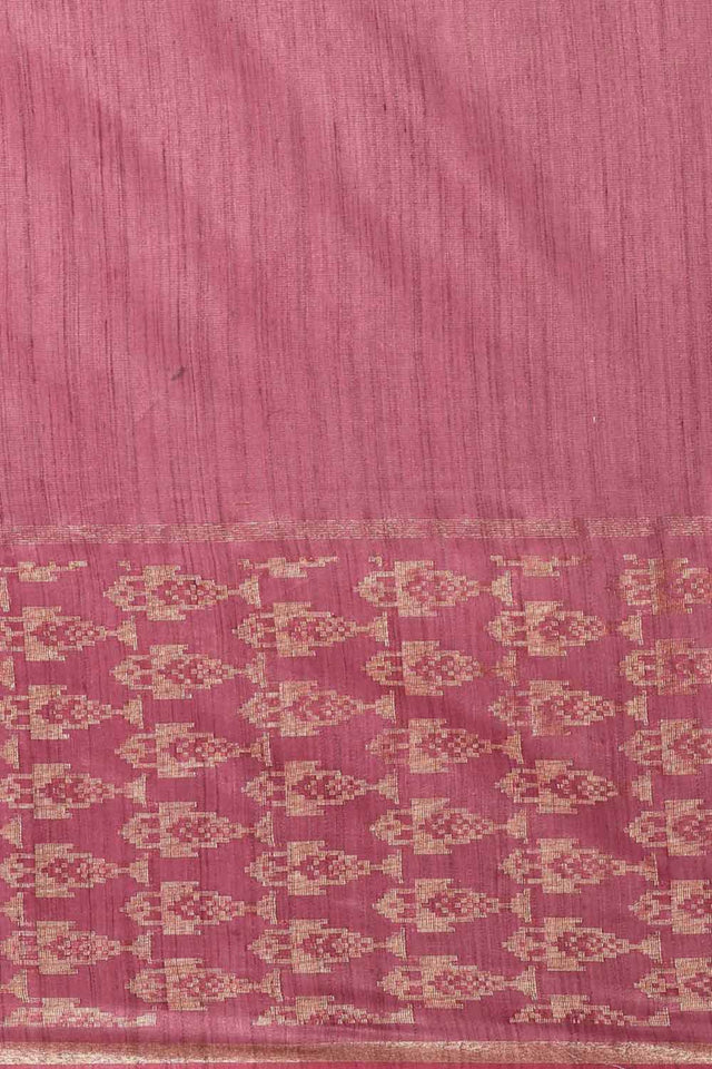 Silk Blend Stripe Saree In Pink