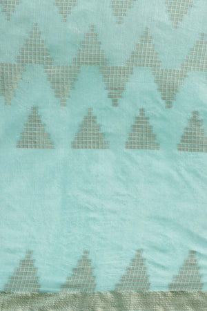 Silk Blend Woven Saree In Blue