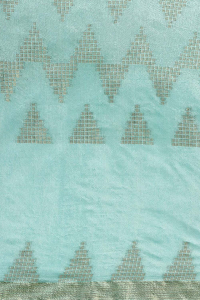 Silk Blend Woven Saree In Blue