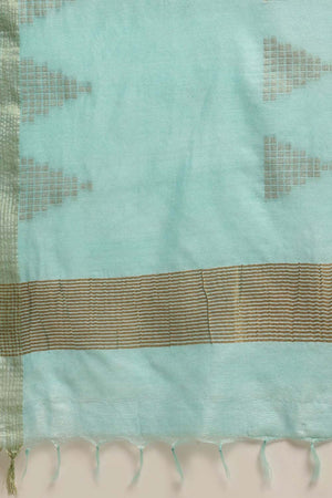 Silk Blend Woven Saree In Blue