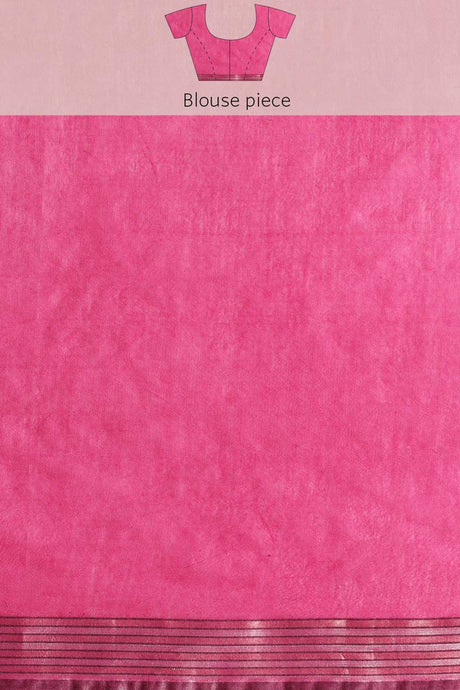 Buy Blended Silk Zari Woven Saree in Pink Online - Zoom Out