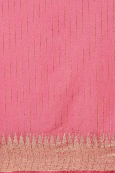 Buy Blended Silk Zari Woven Saree in Pink Online - Front