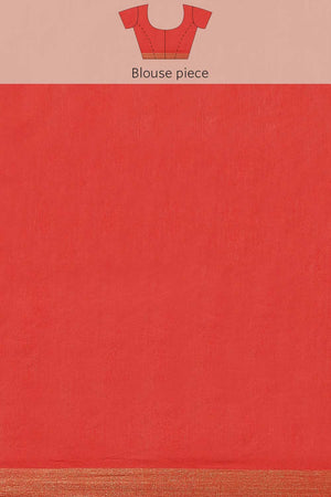 Buy Blended Silk Zari Woven Saree in Red Online - Zoom Out