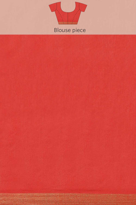 Buy Blended Silk Zari Woven Saree in Red Online - Zoom Out