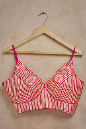 Pink Silk Sleeveless Padded Blouse