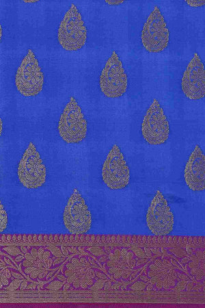 Blue Art Silk Block Saree