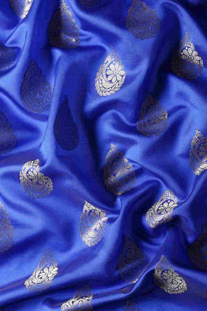 Blue Art Silk Block Saree