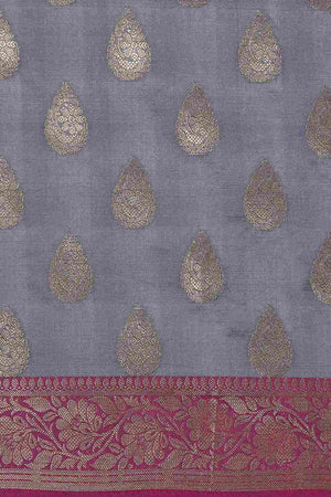 Grey Art Silk Block Saree