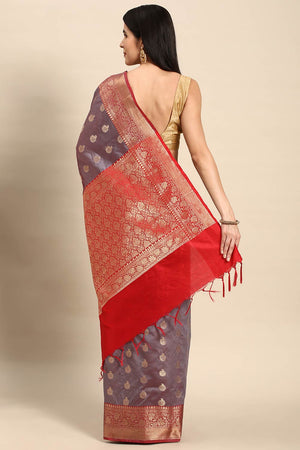 Grey Art Silk Indian Saree