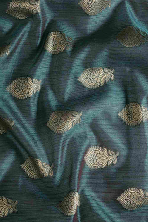 Green Silk Blend Self-Design Saree