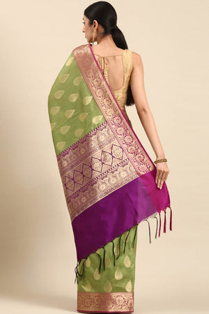 Green Art Silk Block Saree