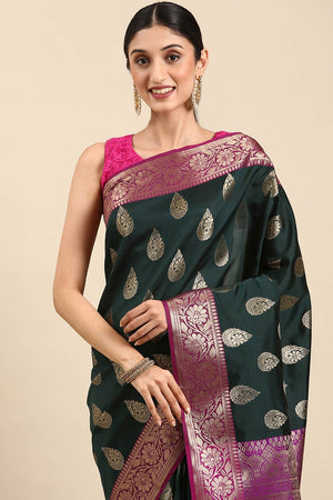 Green Art Silk Block Saree