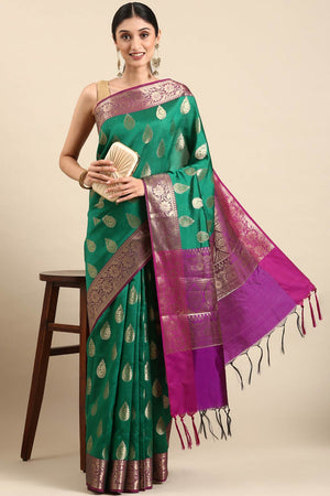 Green Art Silk Block Saree