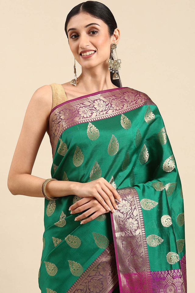 Green Art Silk Block Saree