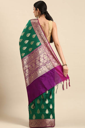 Green Art Silk Block Saree