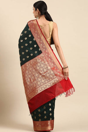 Green Art Silk Block Saree