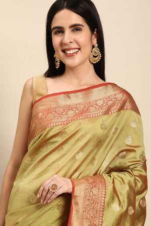 Green Art Silk Block Saree