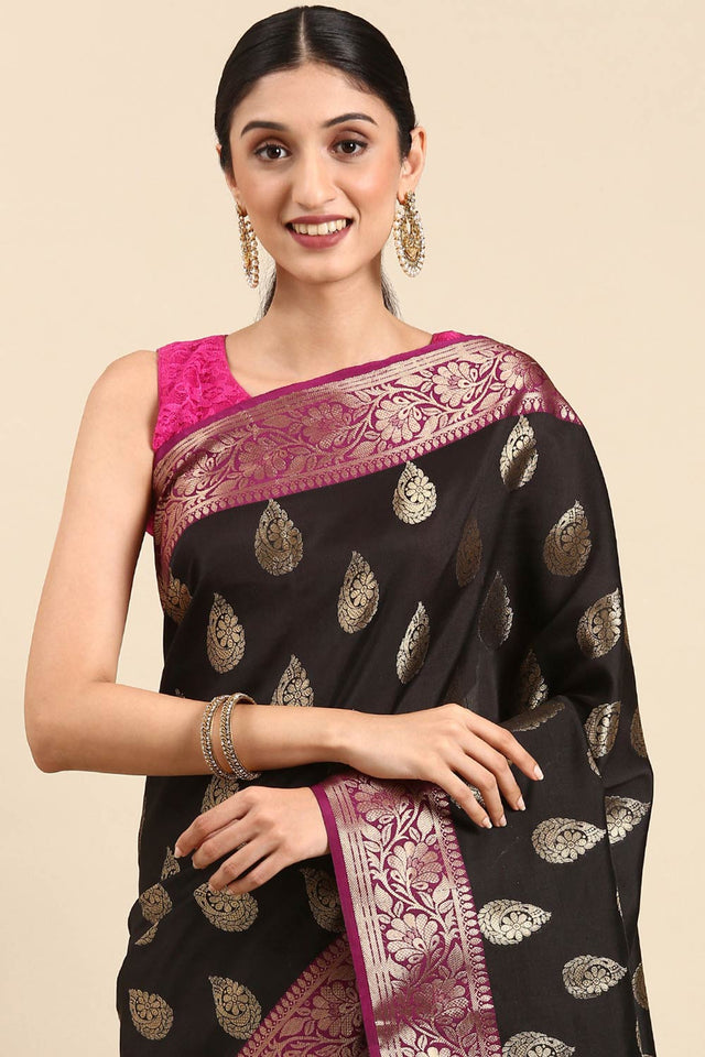 Black Art Silk Indian Saree