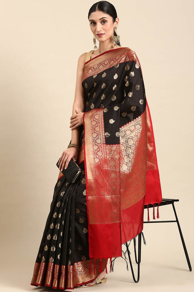 Black Art Silk Indian Saree