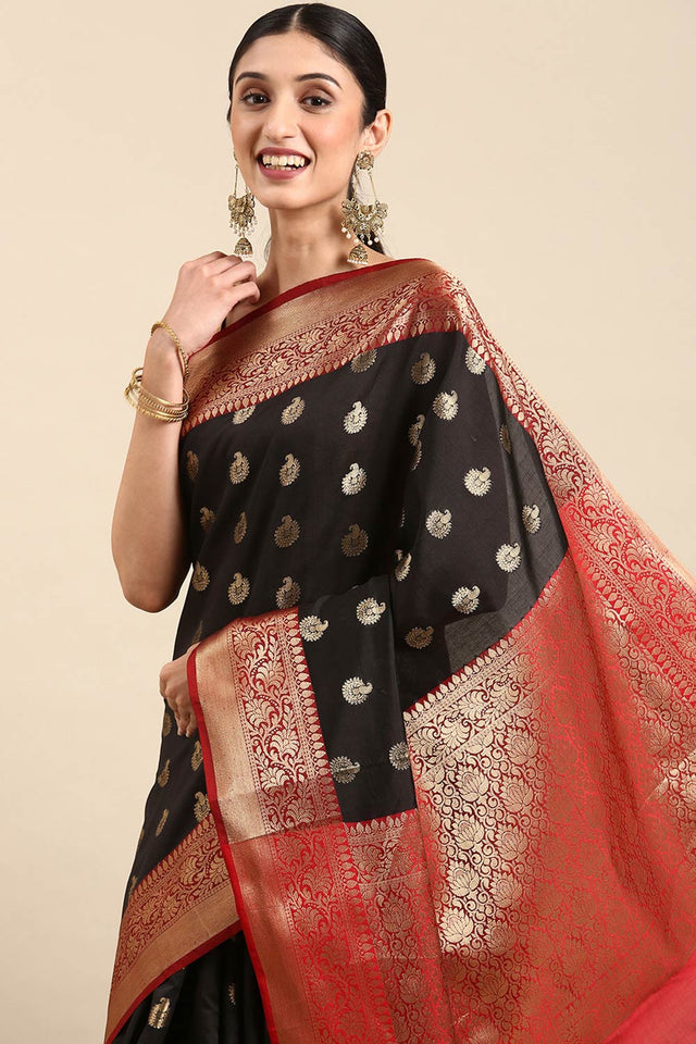 Black Art Silk Indian Saree