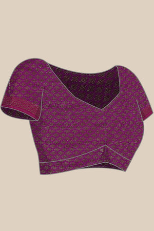 Maroon Art Silk Block Print Saree