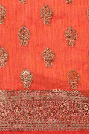 Orange Silk Blend Indian Saree