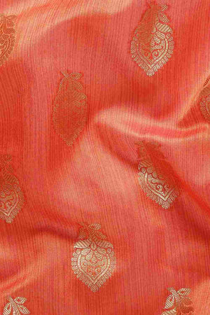 Orange Silk Blend Indian Saree