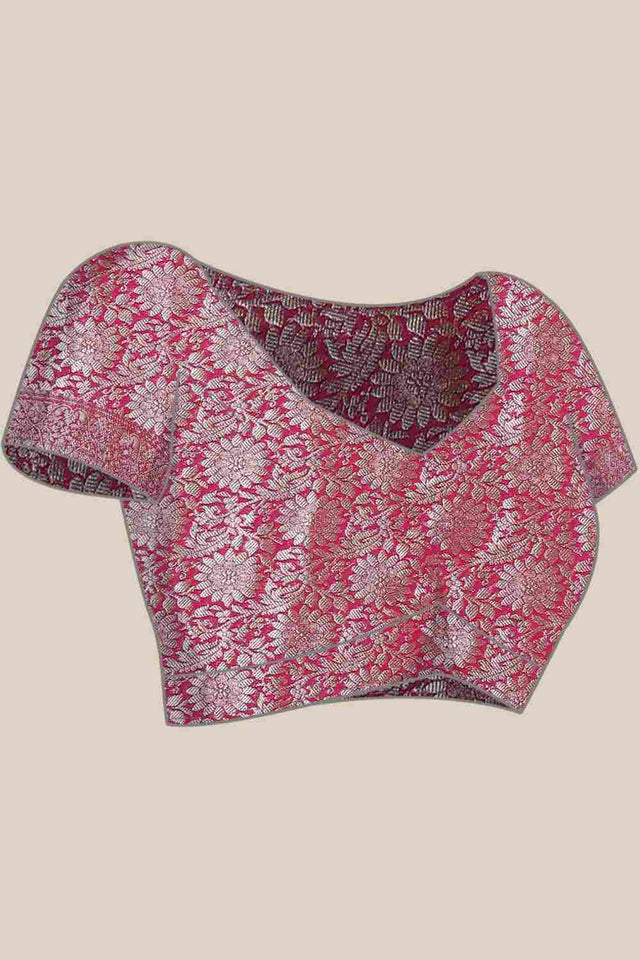 Orange Silk Blend Self-Design Saree