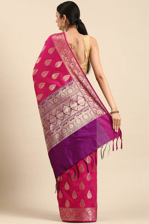 Pink Art Silk Block Saree