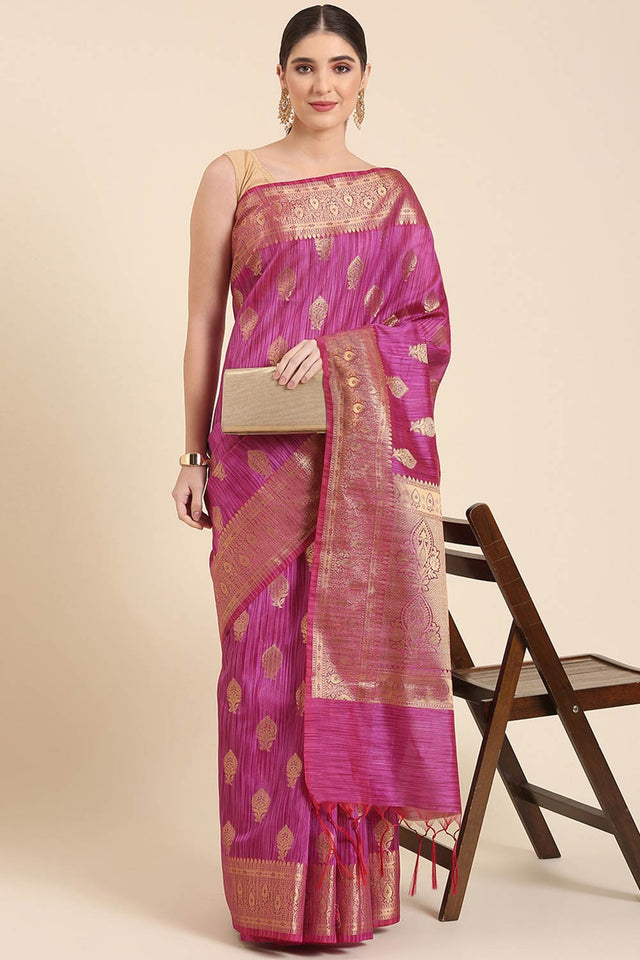 Purple Silk Blend Indian Saree