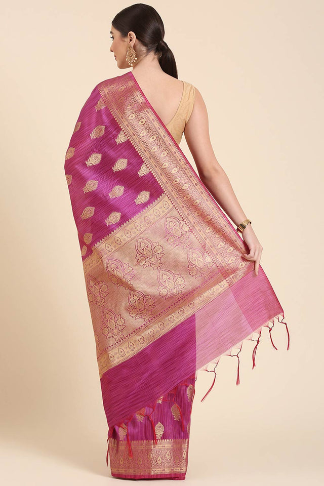 Purple Silk Blend Indian Saree