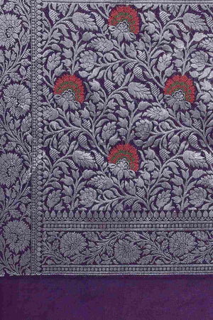 Purple Silk Blend Floral Saree