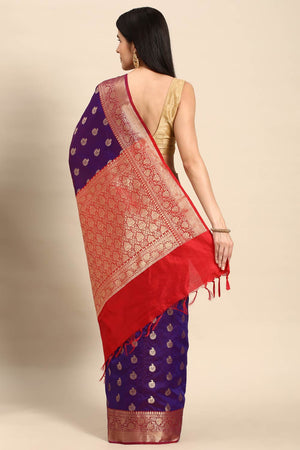 Purple Art Silk Block Saree