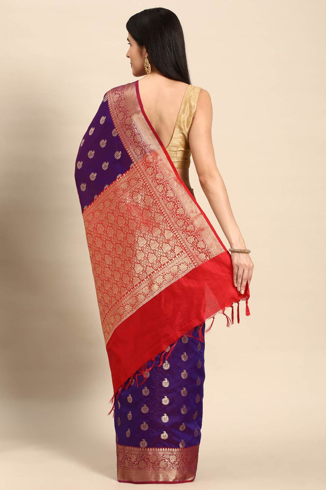 Purple Art Silk Block Saree