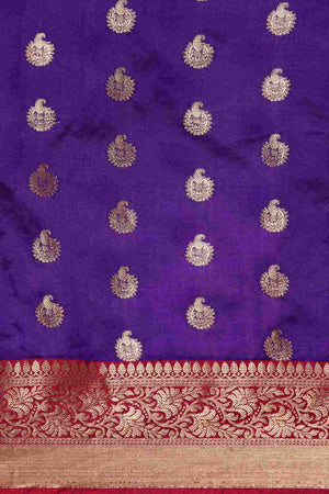 Purple Art Silk Block Saree