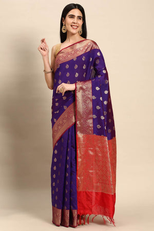 Purple Art Silk Block Saree
