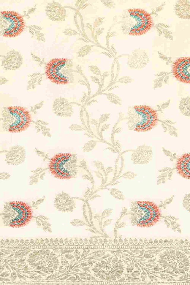 White Chiffon Block Saree