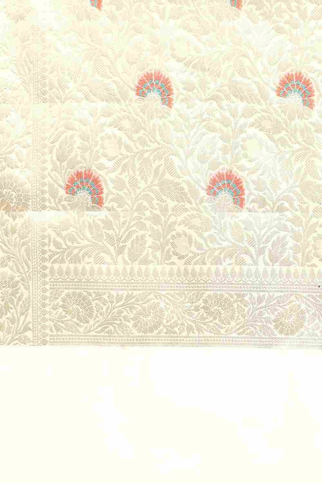 White Chiffon Block Saree