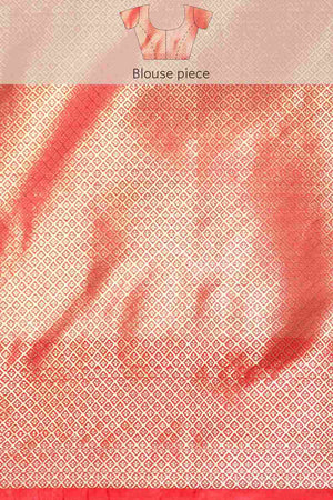 White Art Silk Block Saree